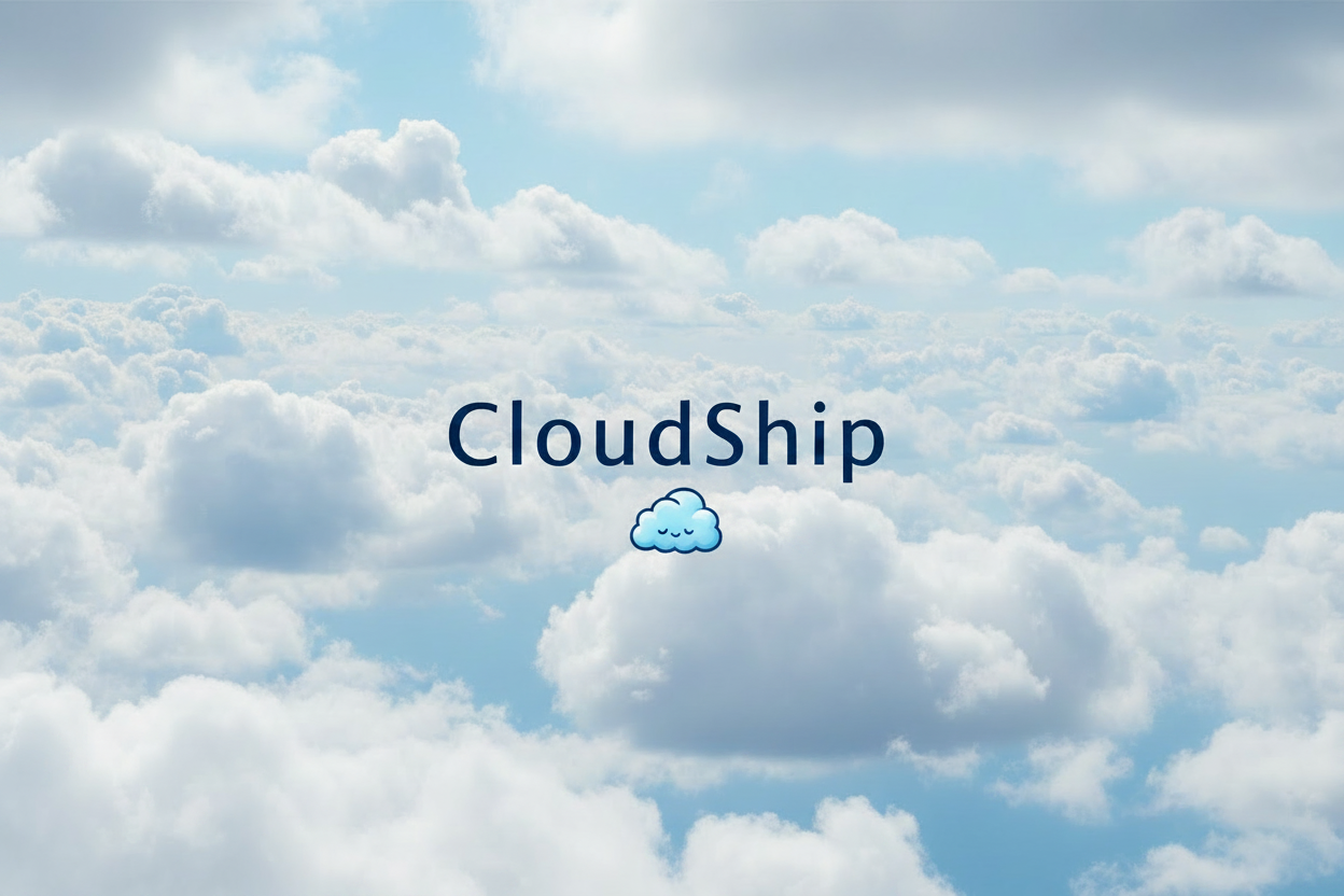CloudShip Happy Sky - Fluffy Blue Cloud Logo